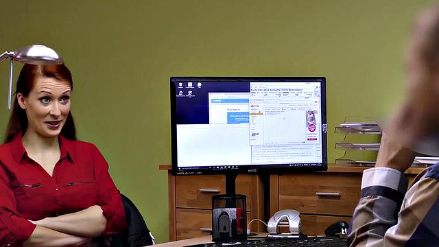 Czech redhead in high heels gives a sloppy blowjob & fucks hard for loan