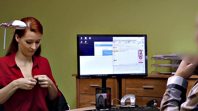 Czech redhead in high heels gives a sloppy blowjob & fucks hard for loan