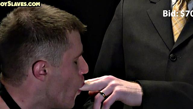 Suited mature gay barebacks oiled sub in greedy asshole