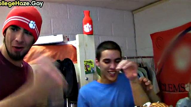 Fraternity newbie goes gay in college dormitory