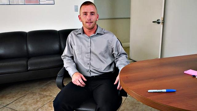 A hot boss pound his hairy cock in the office toilet