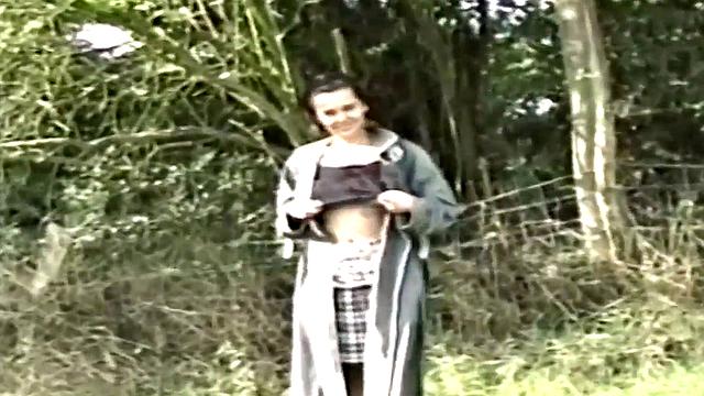 Persuaded to show panties and tits