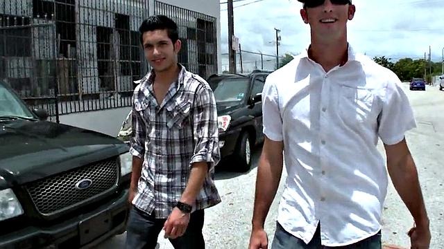 Ebony hunk gets his tight ass drilled by white dude's huge cock in the great outdoors