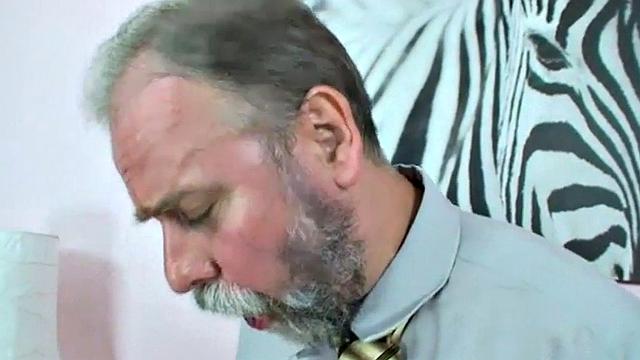 Old-on-young MFF trio with gramps and teen