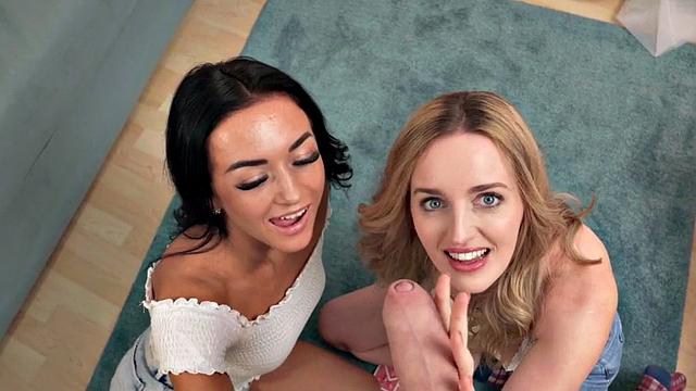 Cocksucking hostel sluts share cock in trio before pussyfuck