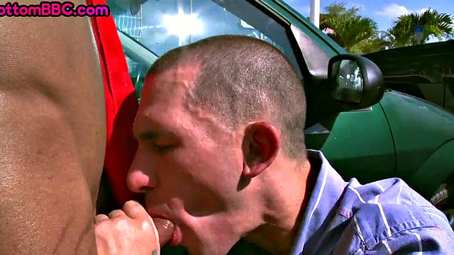 Picked up thug rides white cock after sucking it