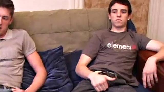 Marc Sterling and Mason Night rub their dicks on the sofa, before Marc goes down on Mason. In no time Marc squirts with Mason's cock in his mouth. Then Mason strokes out onto his own stomach.