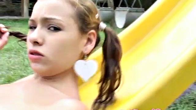 Petite babe licks big black dick