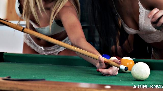 LETSDOEIT - (Apolonia Lapiedra & Rebecca Volpetti) Latina Lesbians On A Pool Table