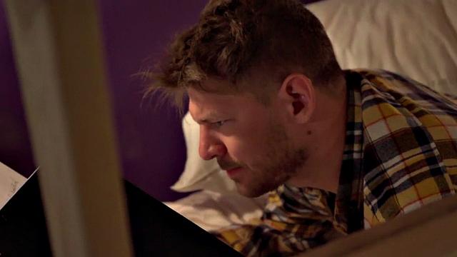 Busty tattooed babe fucked in hostel threesome