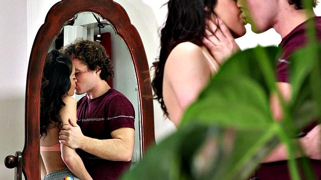 Natural horndog Emily gets her teenage pussy fucked on the couch