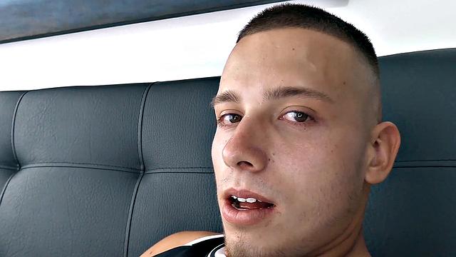 Nacho sits on a sofa and gropes his package, before pulling his big uncut cock out of his shorts. Once naked, and rock hard, the buff Latin boy stands for us to admire his beautiful body. Then he kicks back and starts beating his meat.