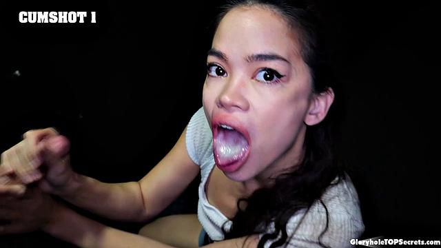 Angelina Moon глотает 10 порций спермы в gloryhole и кайфует