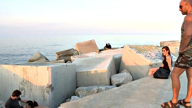 Public slut assfucked in front voyeurs after outdoor deep BJ