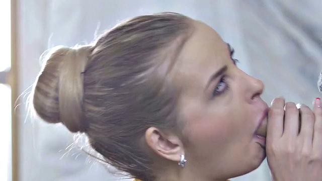 Deepthroating secretary fucked in toilet by colleague