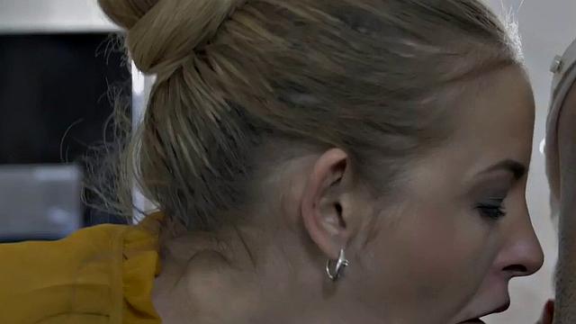 Deepthroating secretary fucked in toilet by colleague