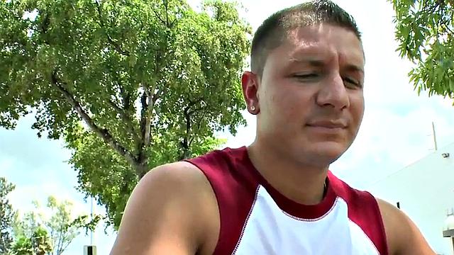 Str8 amateur jock cums in public van for money