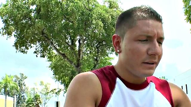 Str8 amateur jock cums in public van for money