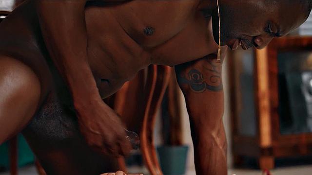 Busty leashed babe fucked in interracial couple