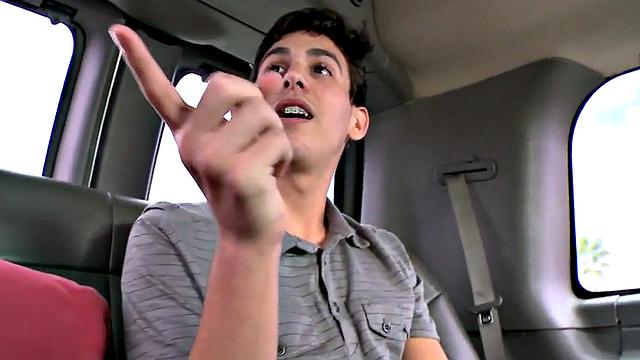 Straight amateur stud first time fucks in public outdoor van