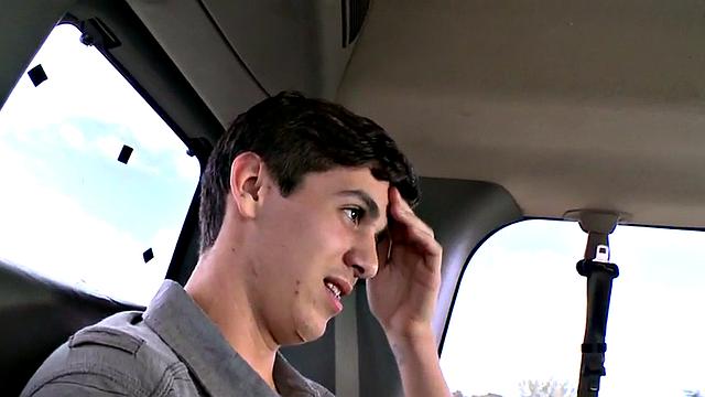 Straight amateur stud first time fucks in public outdoor van