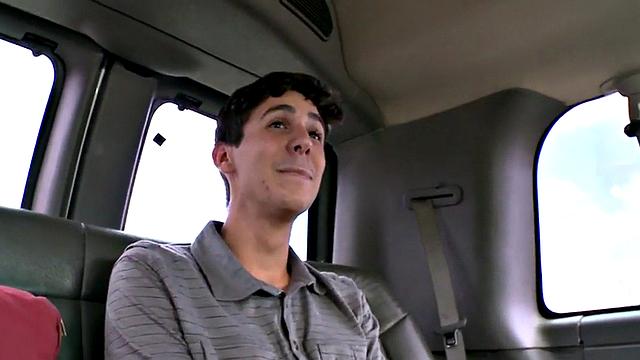 Straight amateur stud first time fucks in public outdoor van