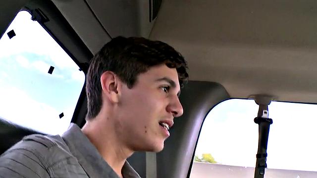Straight amateur stud first time fucks in public outdoor van