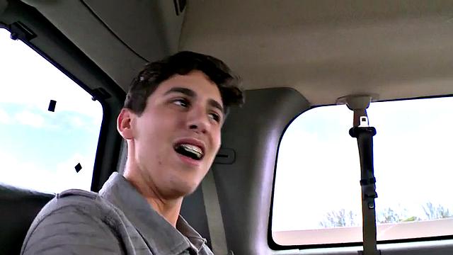 Straight amateur stud first time fucks in public outdoor van