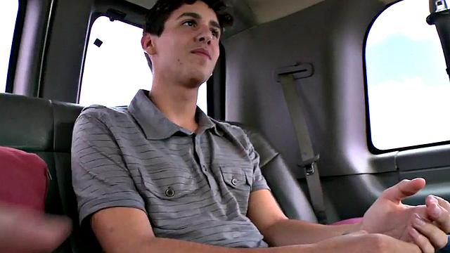 Straight amateur stud first time fucks in public outdoor van