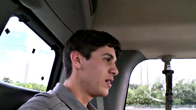 Straight amateur stud first time fucks in public outdoor van