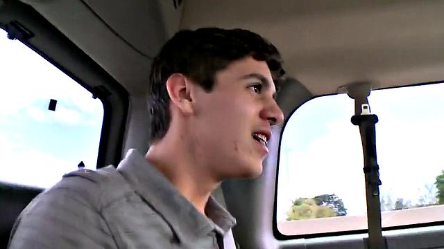 Straight amateur stud first time fucks in public outdoor van