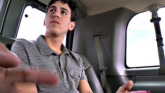 Straight amateur stud first time fucks in public outdoor van
