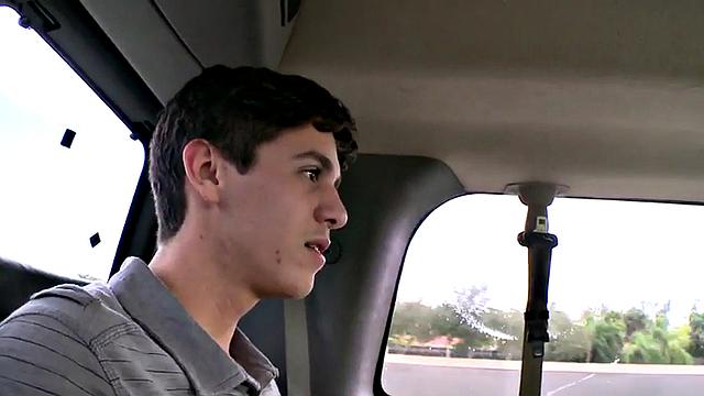 Straight amateur stud first time fucks in public outdoor van