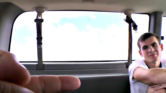 Straight amateur stud first time fucks in public outdoor van