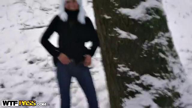 GF strip tease in public