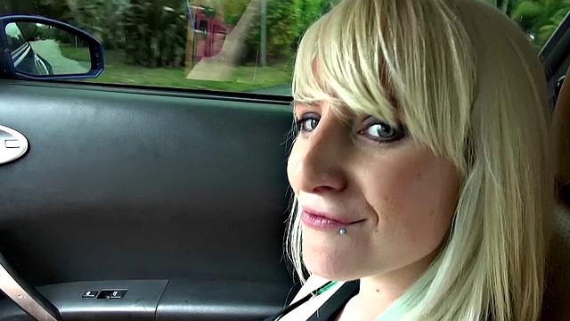 Blonde Lexi gives an outdoor titjob and handjob with a sexy twist