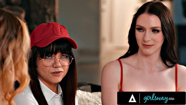 GIRLSWAY - Bored Celestina Blooms & Bestie River Lynn Fuck Pizza Girl Mochi Mona During Break