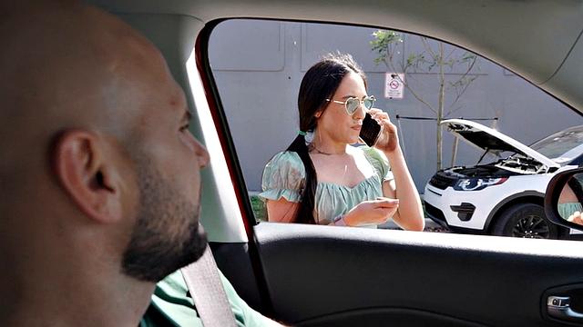 Brunette with glasses gets her wet pussy drilled by a big white dick