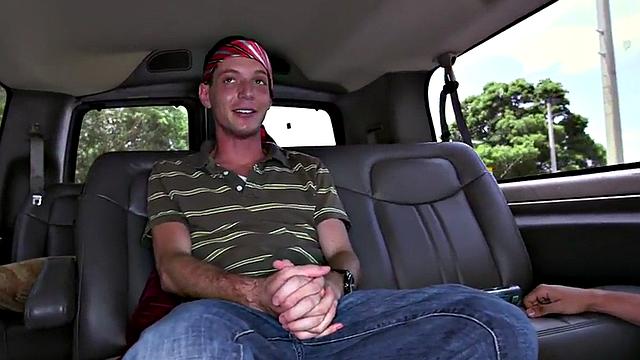 Naive guy fucks gay asshole in van till cum in mouth