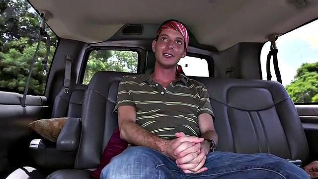 Naive guy fucks gay asshole in van till cum in mouth