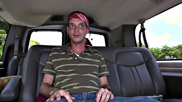 Naive guy fucks gay asshole in van till cum in mouth