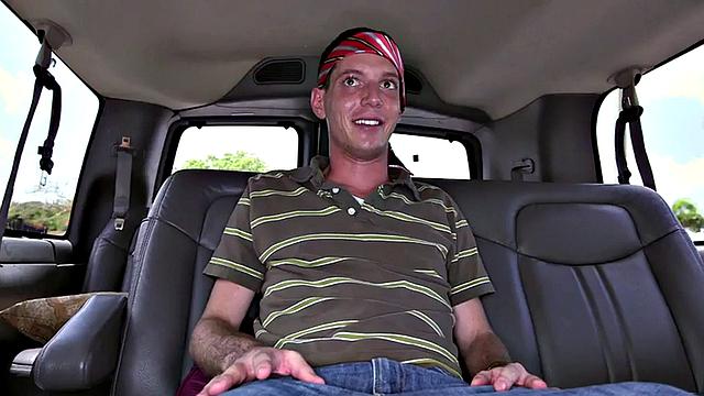 Naive guy fucks gay asshole in van till cum in mouth