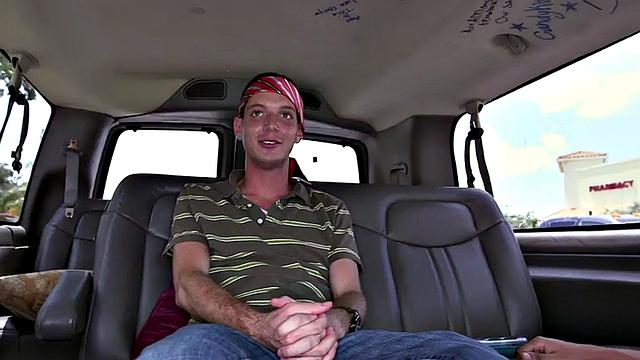 Naive guy fucks gay asshole in van till cum in mouth