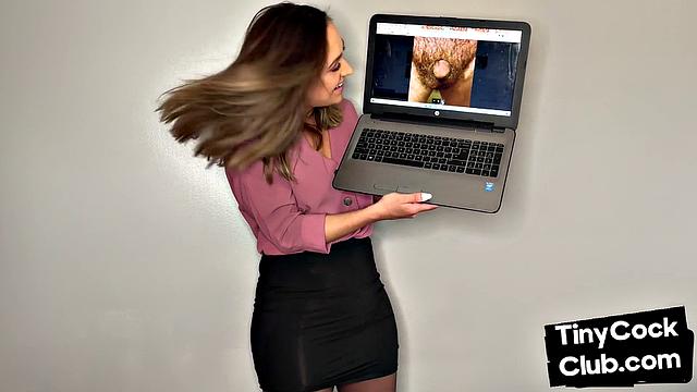 Upskirt babe commenting on small dicks