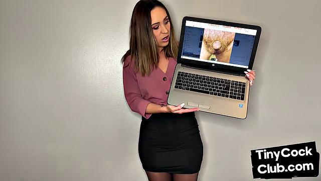 Upskirt babe commenting on small dicks