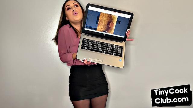 Upskirt babe commenting on small dicks