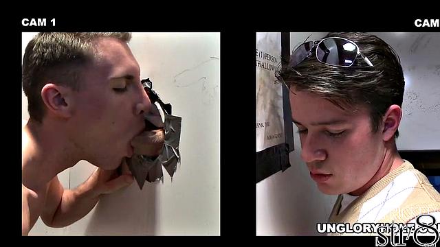 Fooled gloryhole guest gets gay BJ