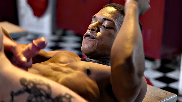 Sportive stud rimmed and barebacked in locker room