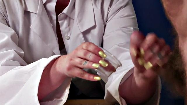 CFNM doctor jerks horny patient to take his sperm