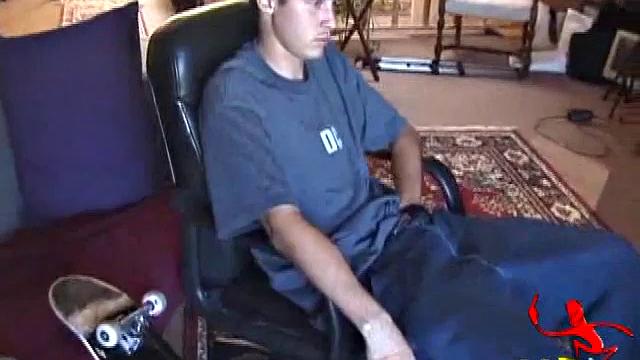 Mark Summit sits in front of the tube, watching porn video, and jerking off to a chix flick. After stroking with determination, and edging himself a few times, Mark's cock erupts with a sizable cum load.